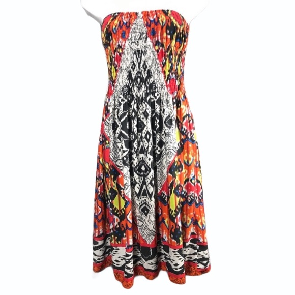 Magic Dresses & Skirts - MAGIC Sz M Halter Tube Ribbed Printed Aztec Dress